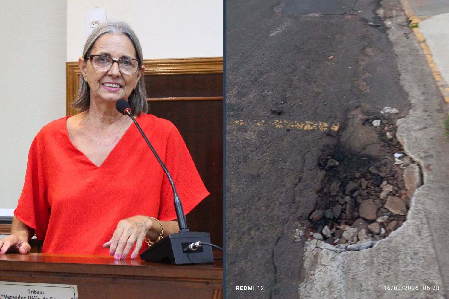 Vereadora Sônia Canato solicita ao Executivo Municipal serviço de tapa-buracos em trecho da Avenida Coronel Junqueira 