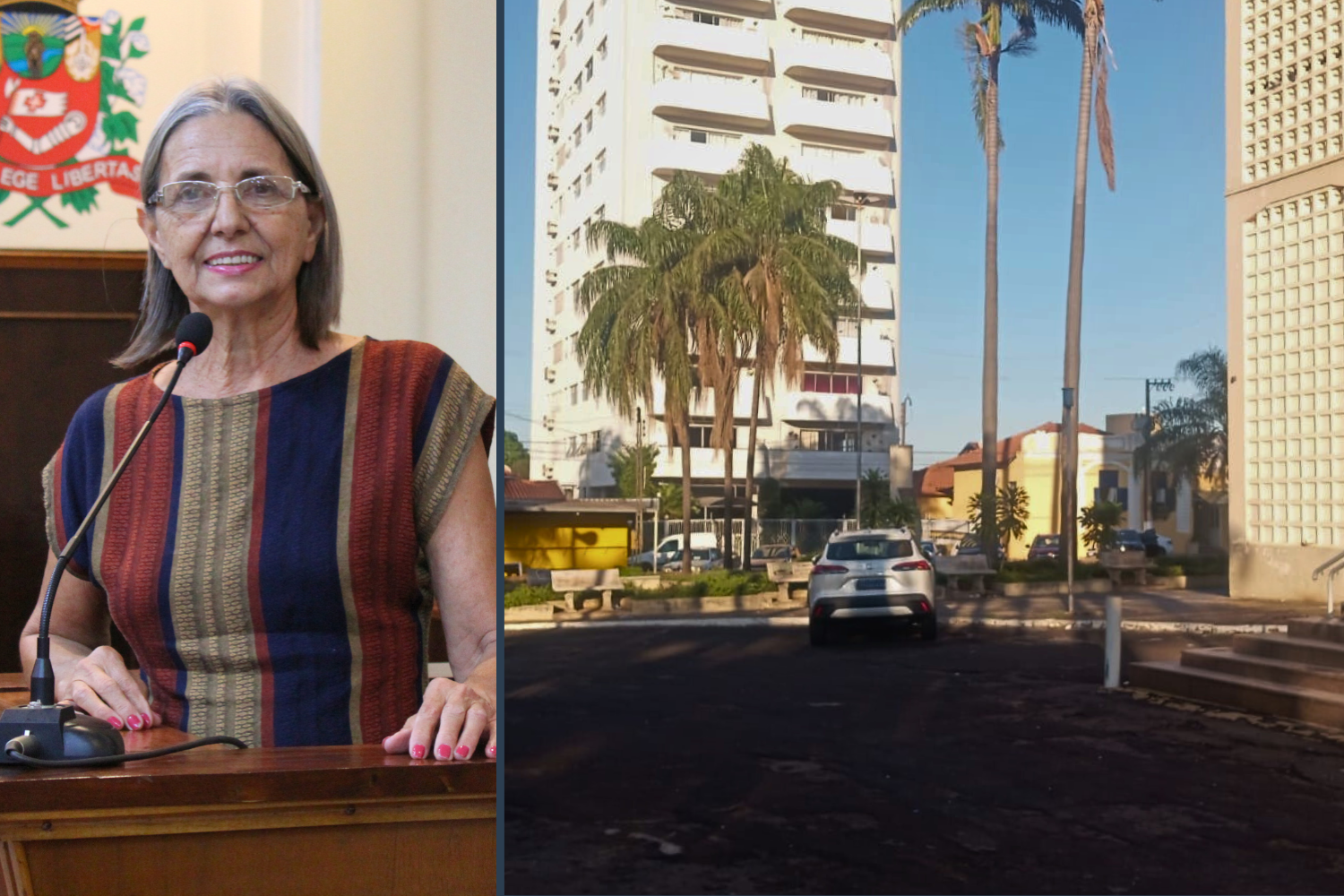 Vereadora Sônia Canato solicita ao Executivo Municipal repintura de vagas de estacionamento em frente à Igreja Matriz