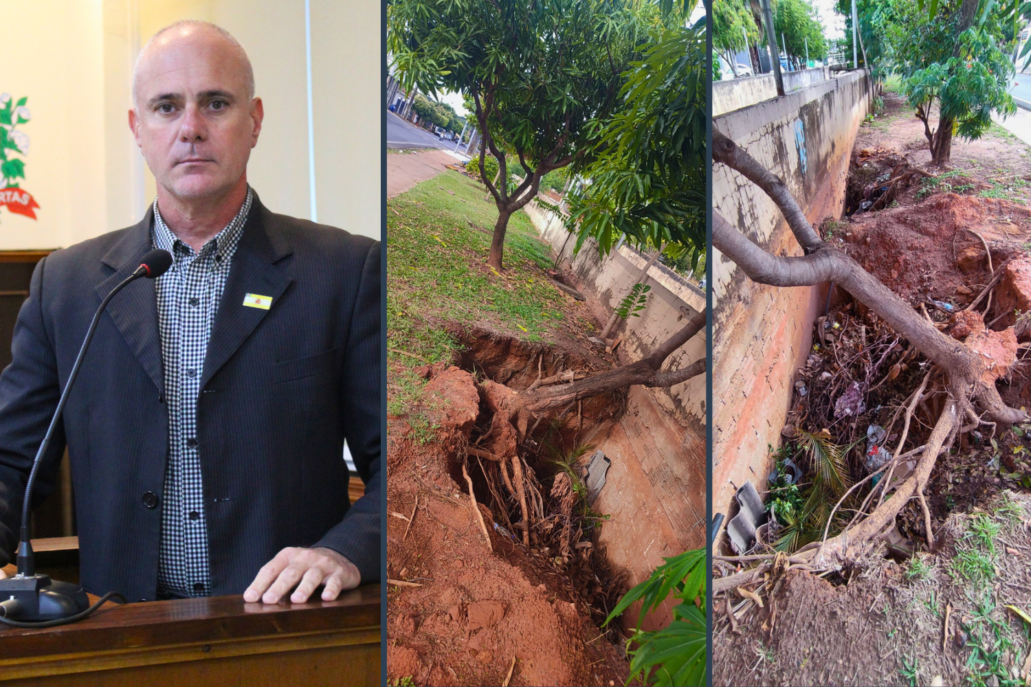 Vereador Kall Rigamonti solicita ao Executivo Municipal fechamento de buraco localizado ao lado da canalização na Avenida Domingos Baraldo