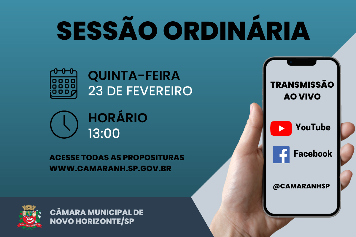 Confira a pauta da sessão ordinária da próxima quinta-feira