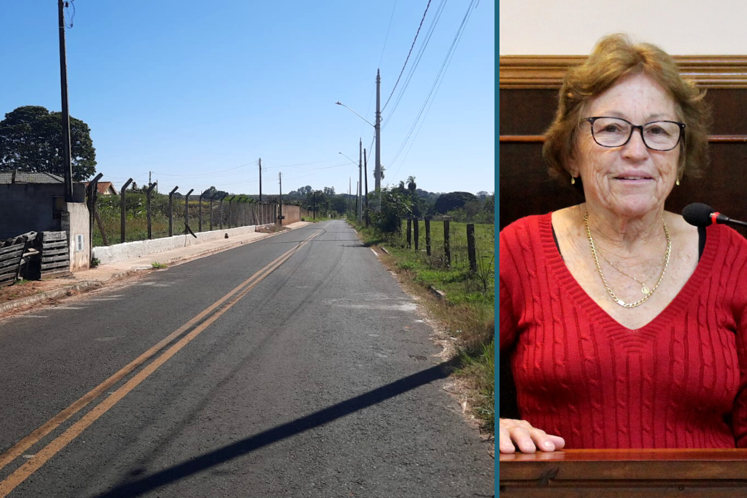 Vereadora Ivone Ruiz solicita ao Prefeito Fabiano Belentani instalação de redutores de velocidade ao longo de estrada municipal no bairro Cana do Reino