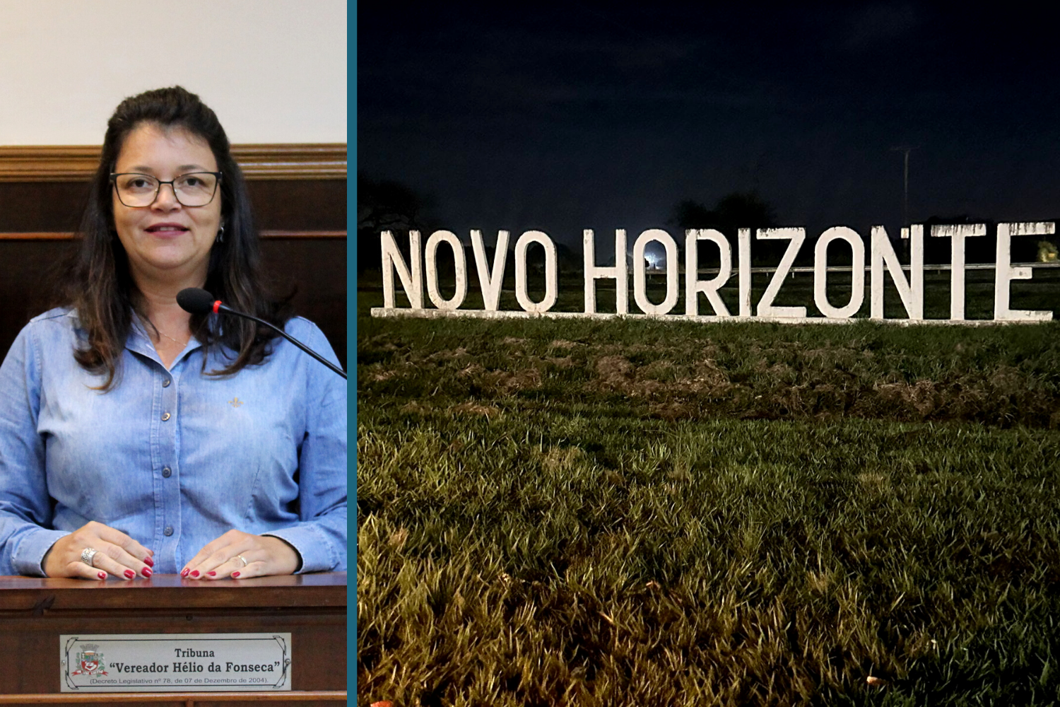 Vereadora Francine Feliciano solicita ao Prefeito Fabiano Belentani elaboração de projeto para iluminação do letreiro "Novo Horizonte" e de trecho da SP 321 