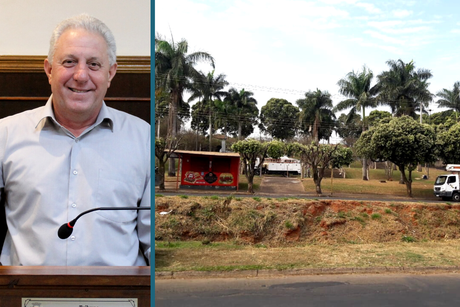 Vereador Ligero Mecânico solicita ao Prefeito Fabiano Belentani troca de lâmpadas queimadas e poda de árvores na Praça Higino Arestides Botura no Jardim Popular