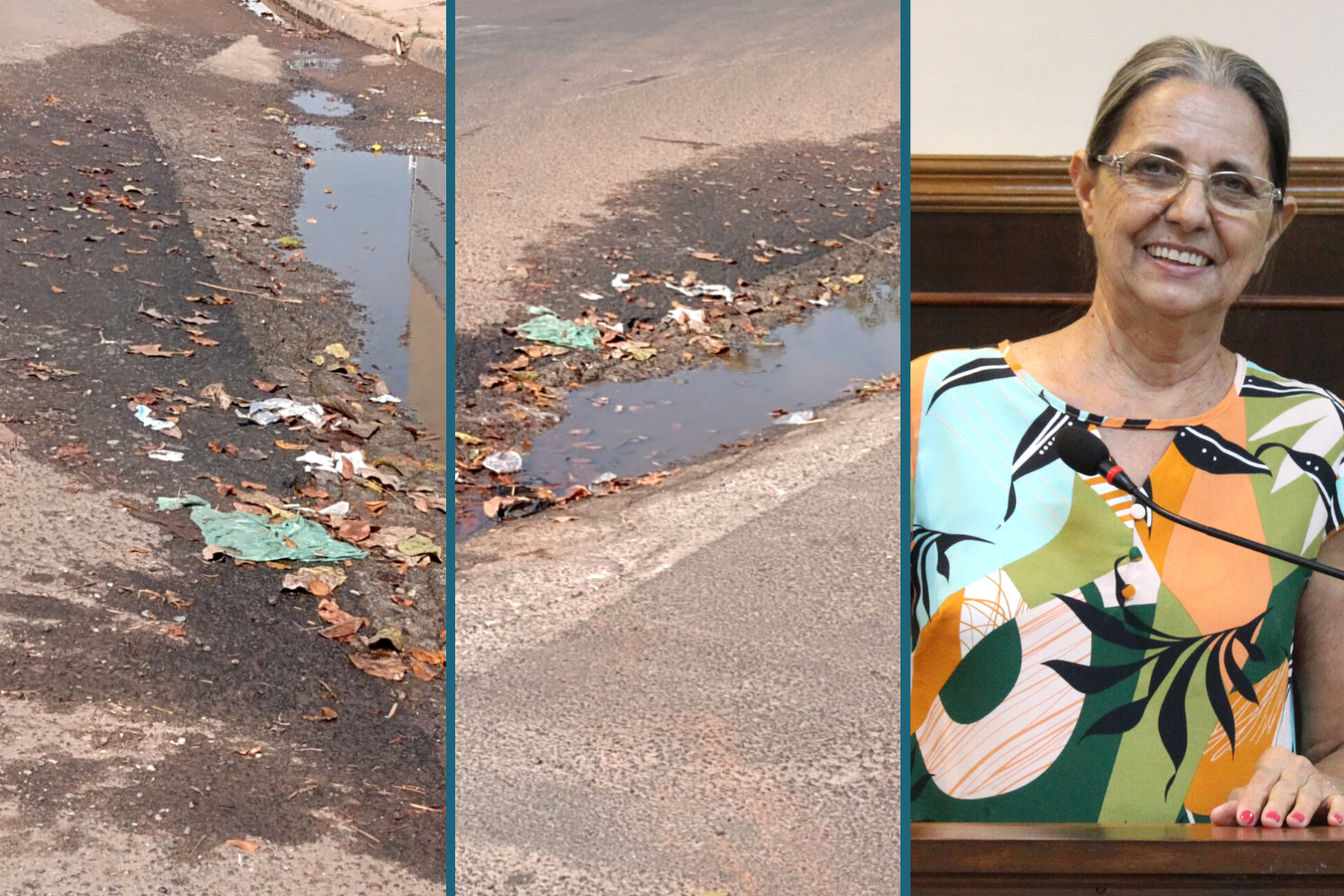 Vereadora Sônia Canato solicita ao Prefeito Fabiano Belentani providências com relação a buracos com água empoçada no cruzamento de vias no Residencial Izaltina Maria Ribeiro Roncoletta