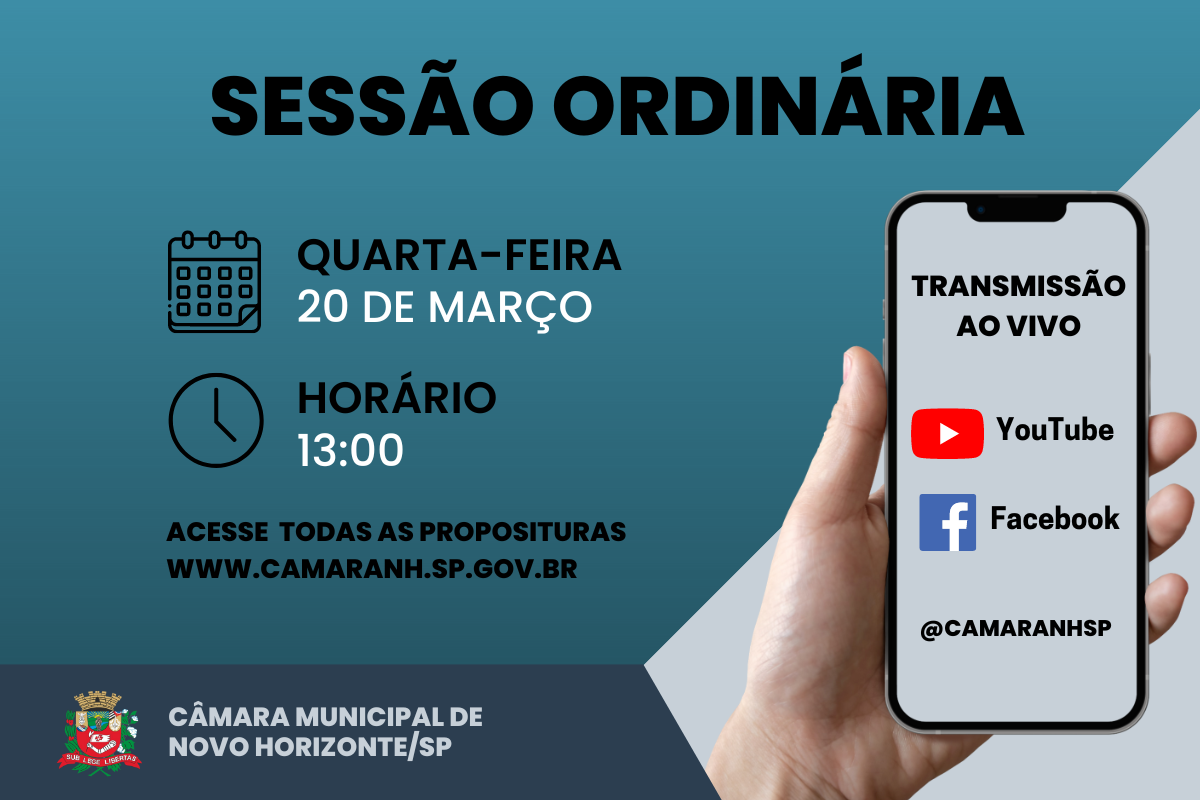 Legislativo realiza sessão ordinária na próxima quarta-feira