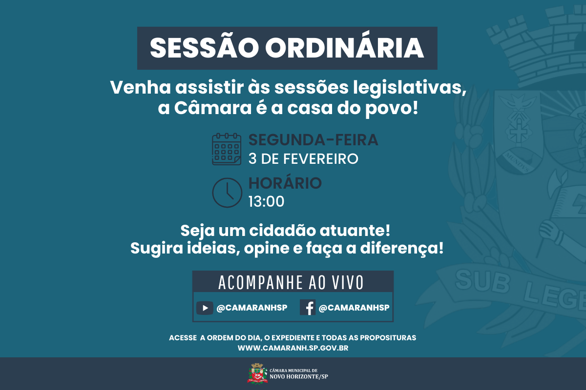 Legislativo realiza a primeira sessão ordinária de 2025 na próxima segunda-feira