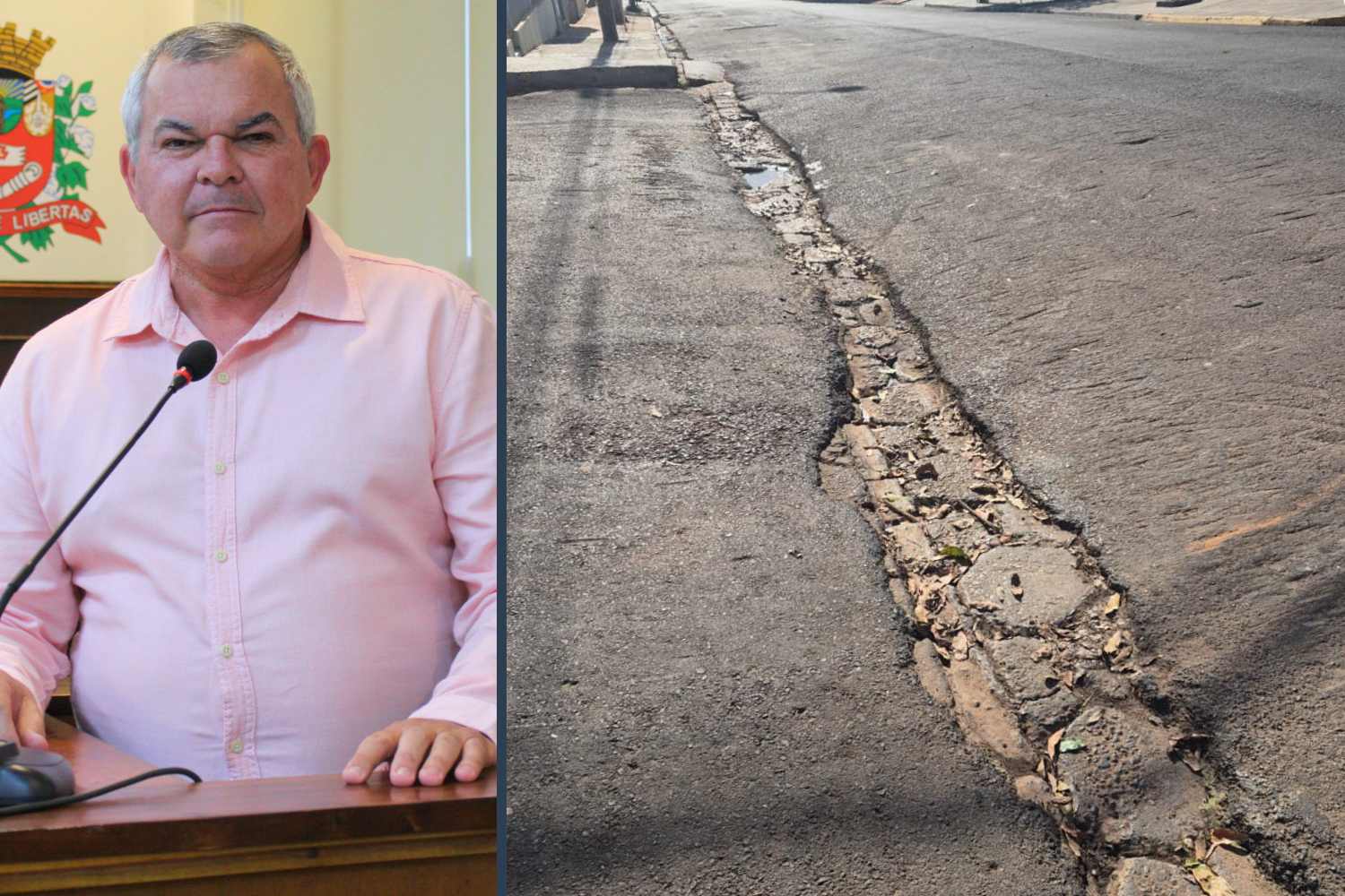 Vereador Leandro Nacimbeni solicita ao Executivo Municipal restauração de passagem de águas pluviais no cruzamento de vias no Jardim São Vicente de Paulo