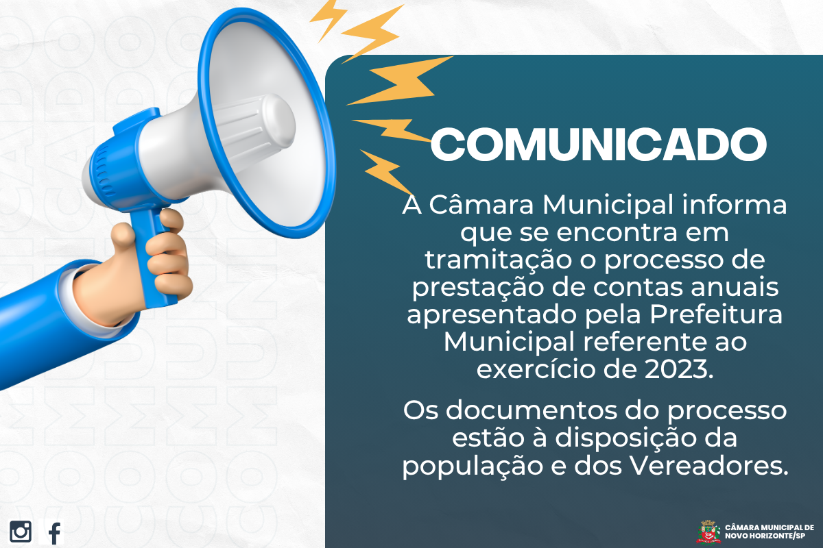 Prestação de contas da Prefeitura Municipal analisada pelo Tribunal de Contas referente ao exercício de 2023 está em tramitação na Câmara