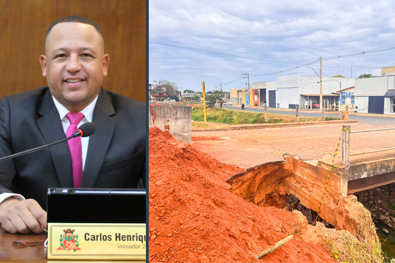 Vereador Carlos Henrique BGO solicita ao Executivo Municipal reparo da ponte que liga os bairros Vila Mariana e Jardim Popular