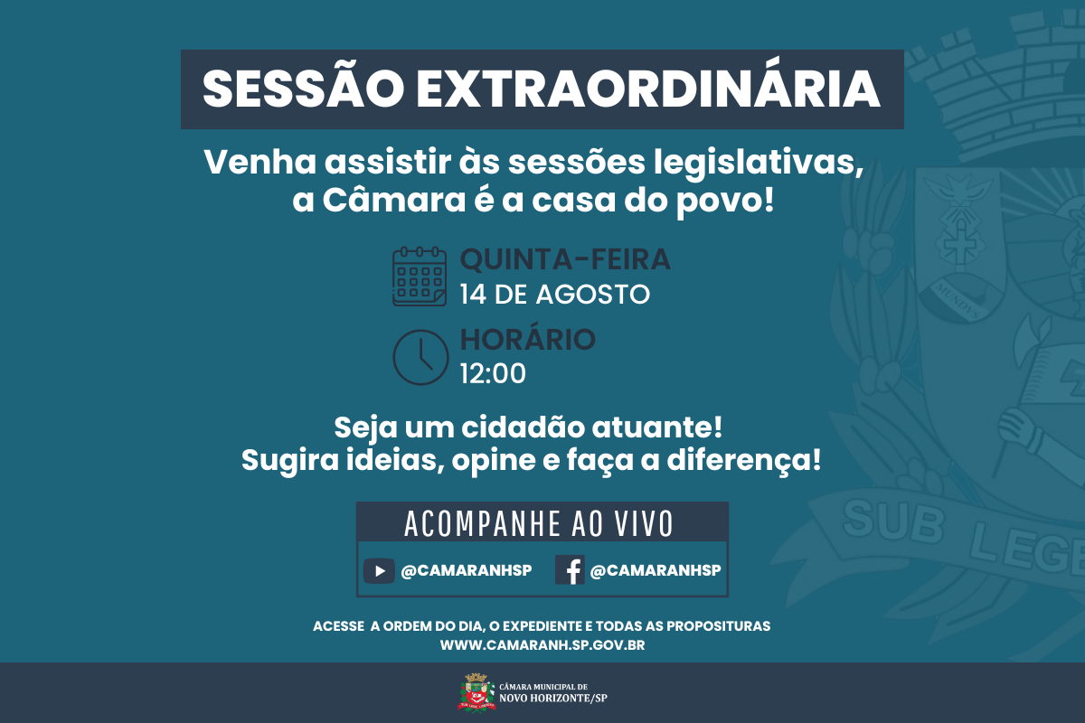 Legislativo realiza sessão extraordinária nesta quinta-feira