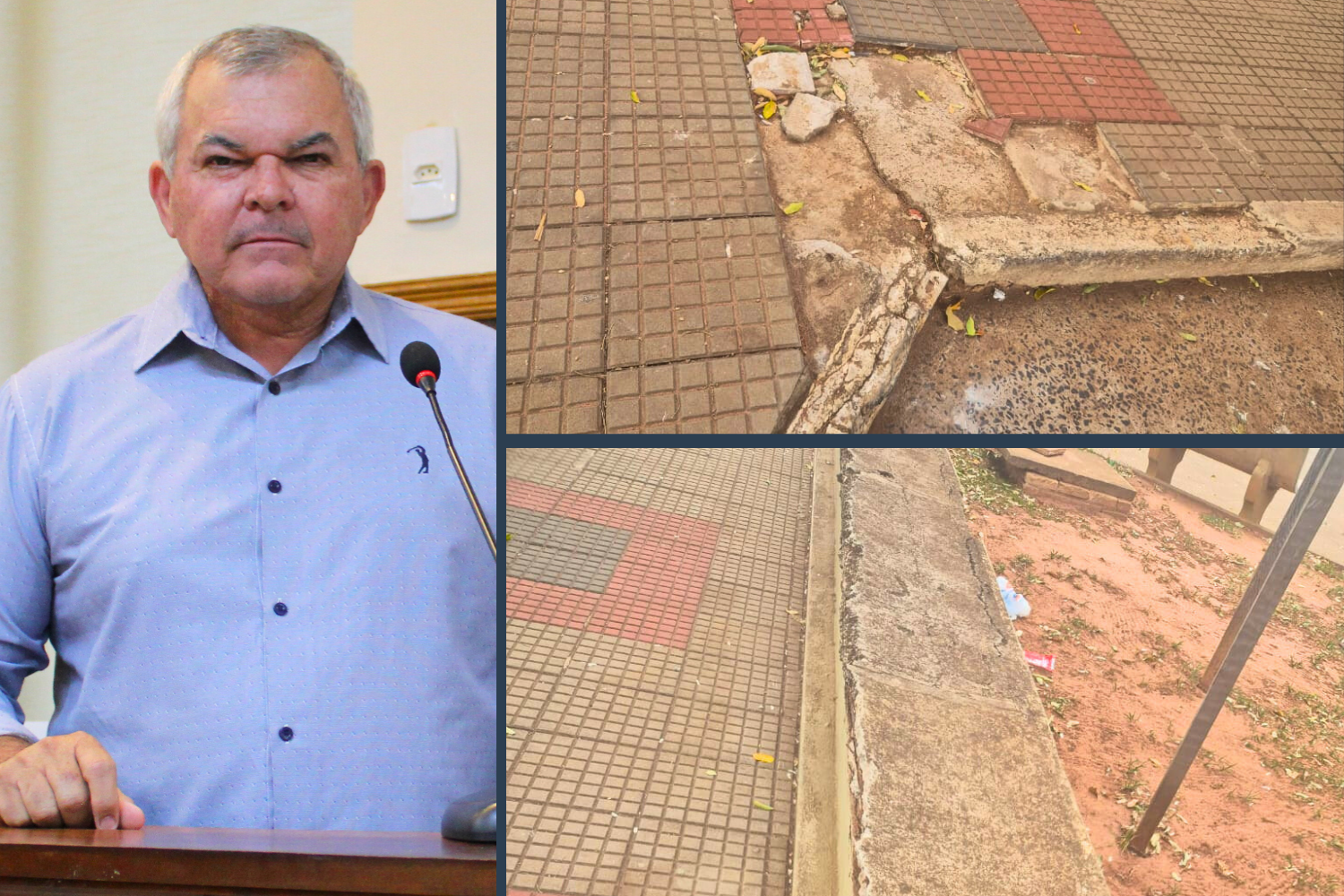 Vereador Leandro Nacimbeni  solicita reparos na Praça 9 de Julho